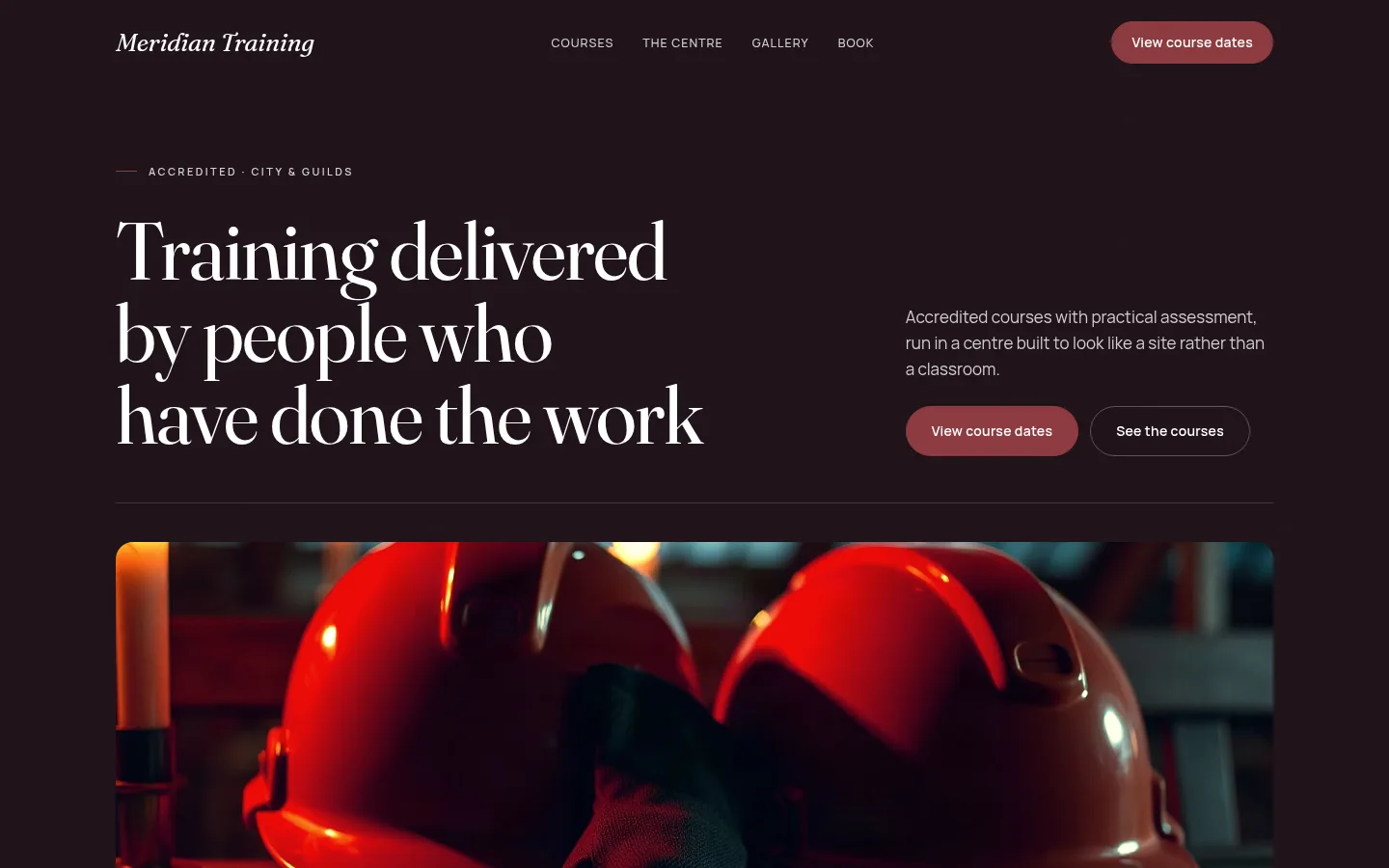 The Meridian Training website, as a visitor sees it