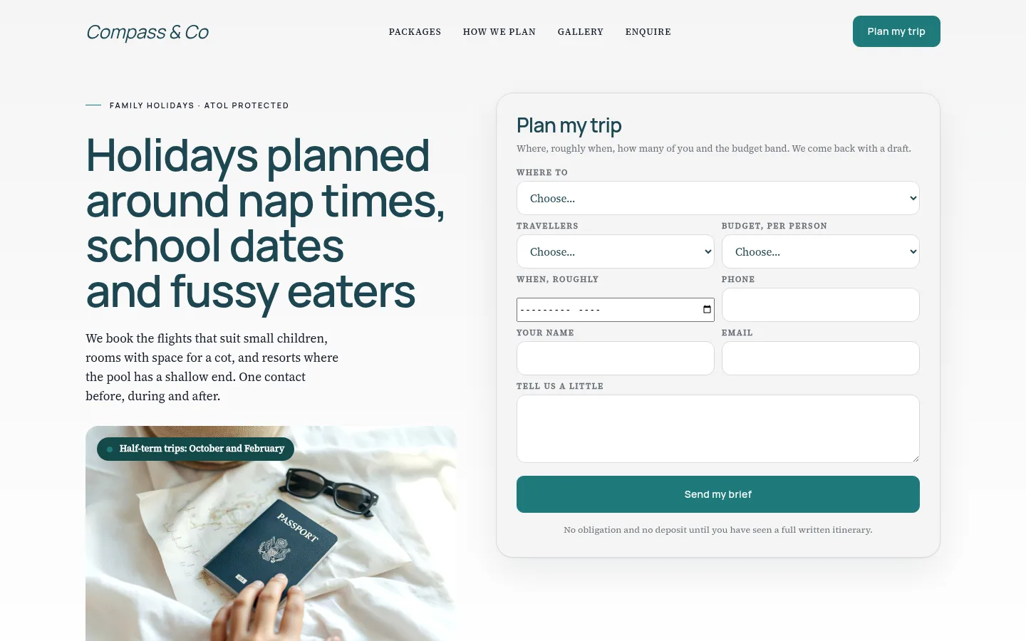 The Compass & Co website, as a visitor sees it