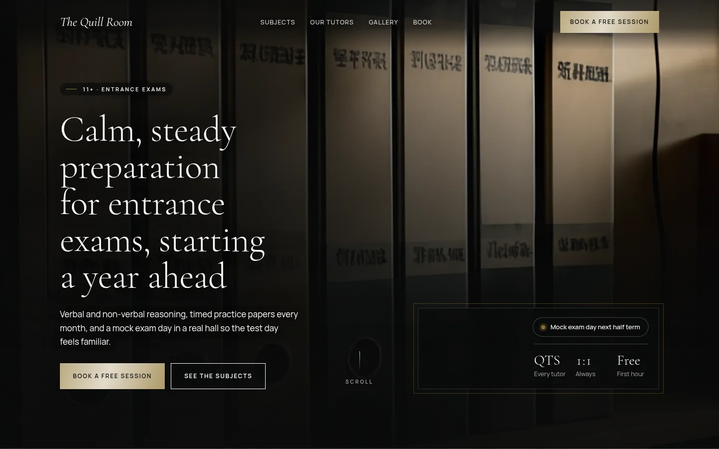The The Quill Room website, as a visitor sees it