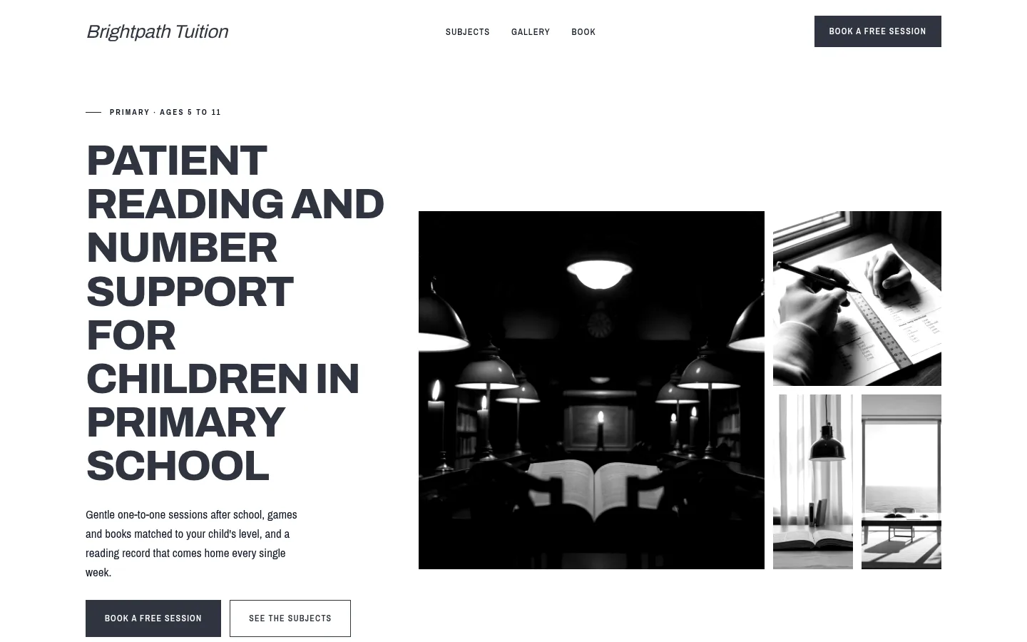 The Brightpath Tuition website, as a visitor sees it