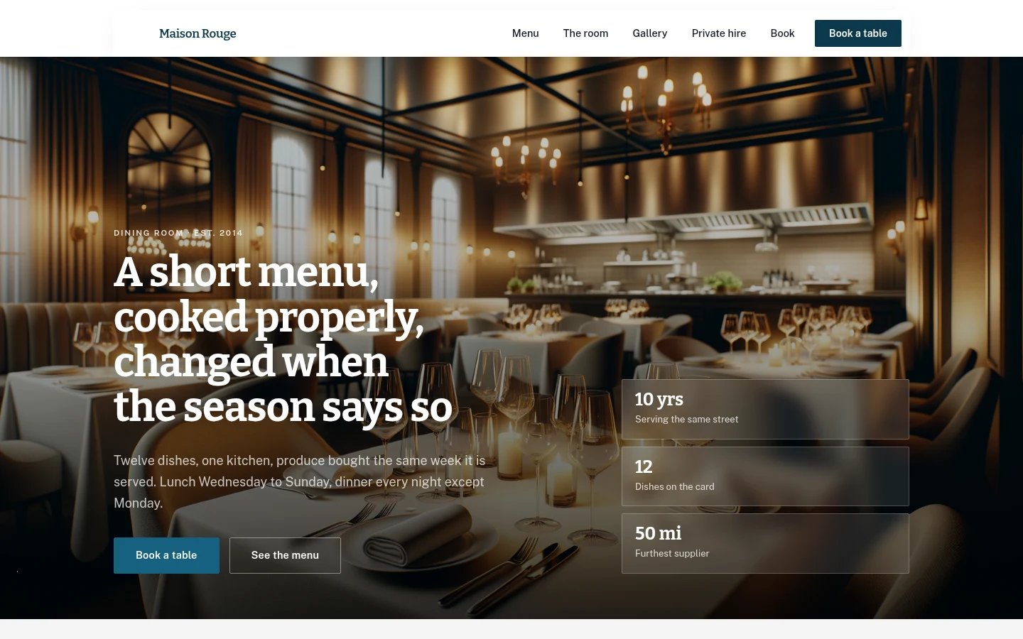 Black Door restaurant website